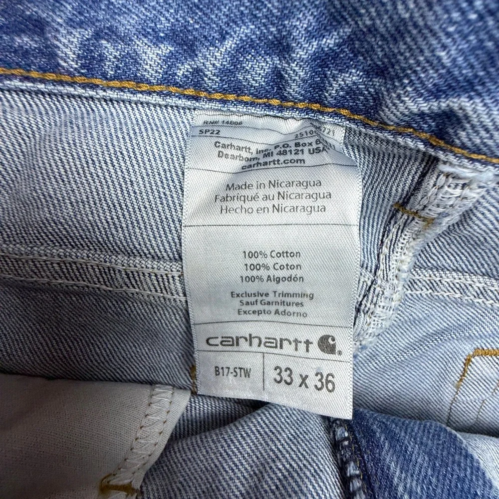 Carhartt Relaxed Fit Tapered Leg Denim Jeans Men 33x36 B17 STW Stonewash NWT NOS